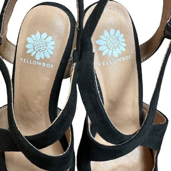 Yellow Box Amarie Black Suede Espadrille Block Heel Shoe Sandal‎ Size 6 - Picture 7 of 9